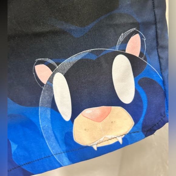 Victor H. limited original design silkscreen bear  swim trunks, size Small. - Picture 2 of 4